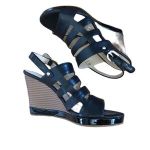 Geox Open Toe Wedge Sandal With Back Strap